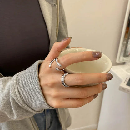 Women’s Punk Geometric Silver Ring