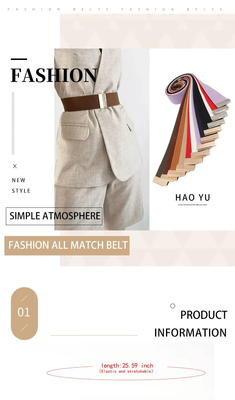 Women’s High-Quality Black Elastic Belt