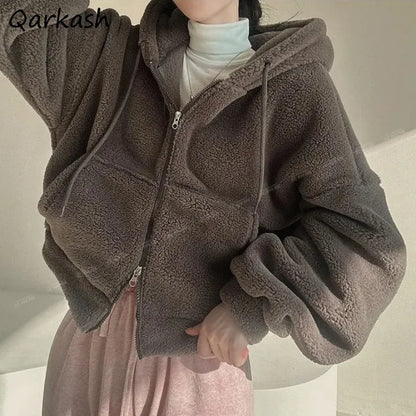 Women’s Winter Hooded Lambswool Jacket