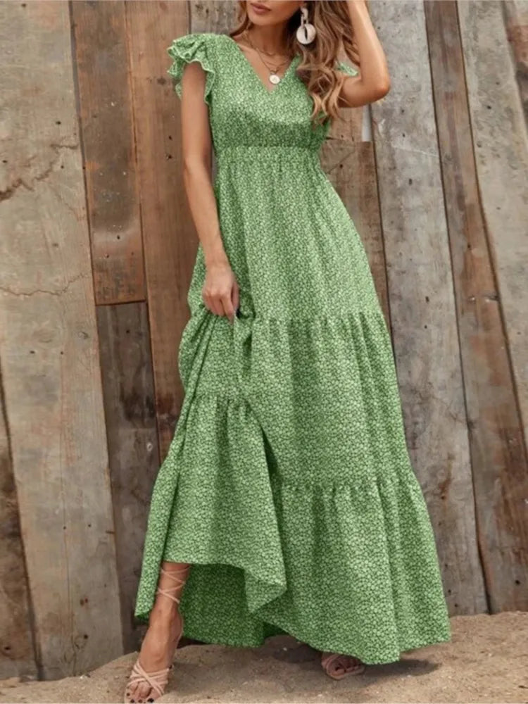 Women’s V-Neck Printed Dress