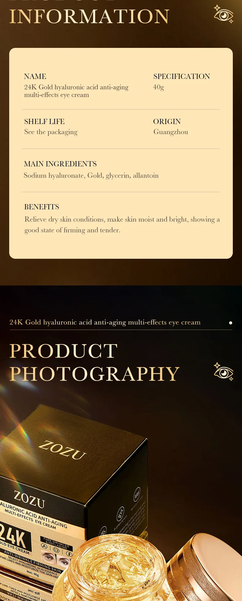 24K Gold Hyaluronic Eye Cream