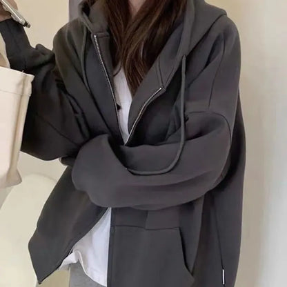 Women’s Retro Oversized Zip-Up Hoodie