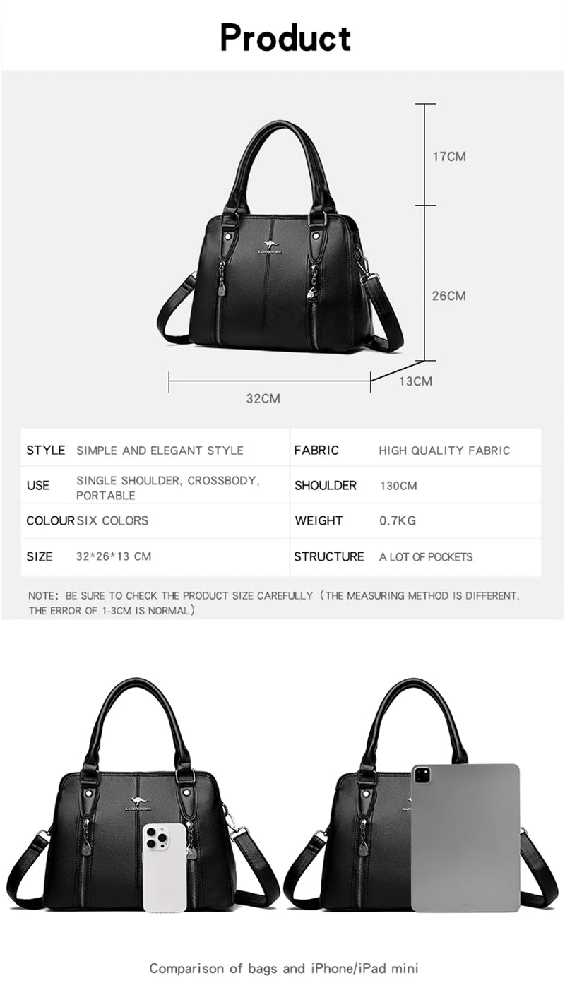 Women’s Luxury Leather Tote – Designer Large Shoulder Bag