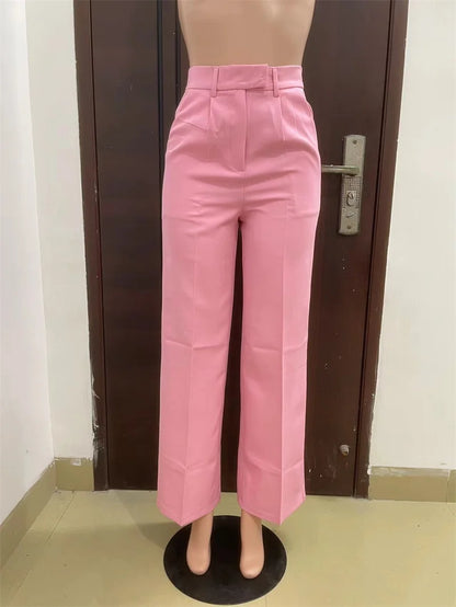 Women’s Elegant Wide-Leg High-Waist Pants – Loose Office Workwear Trousers