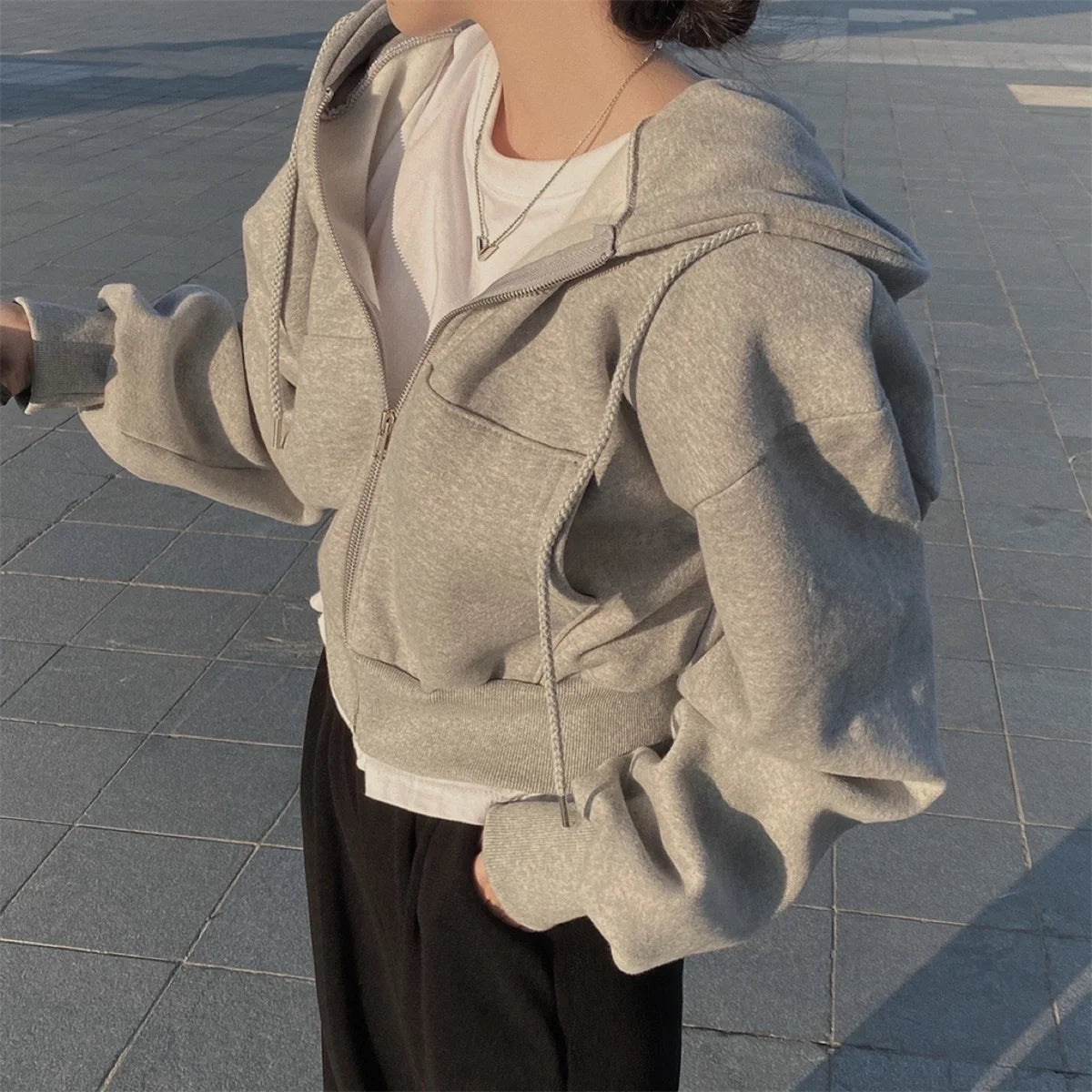 Women’s Retro Oversized Zip-Up Hoodie