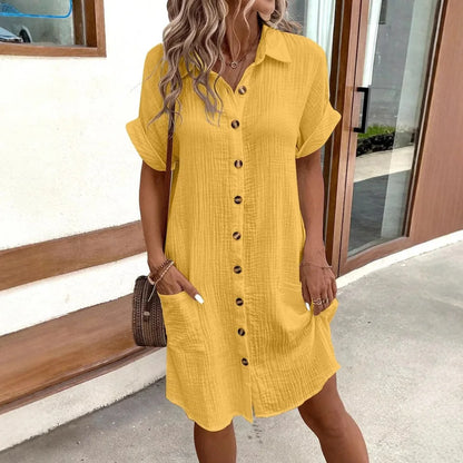 Women’s Casual Buckle Skirt – Medium-Length Summer Dress