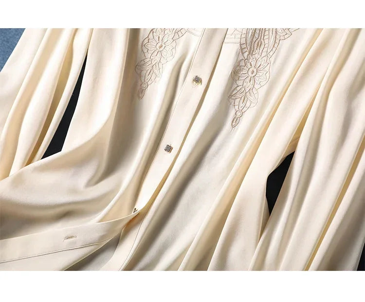 New arrived blouses for women Fashion elegan embroidery ladies shirts Button-Down Tops