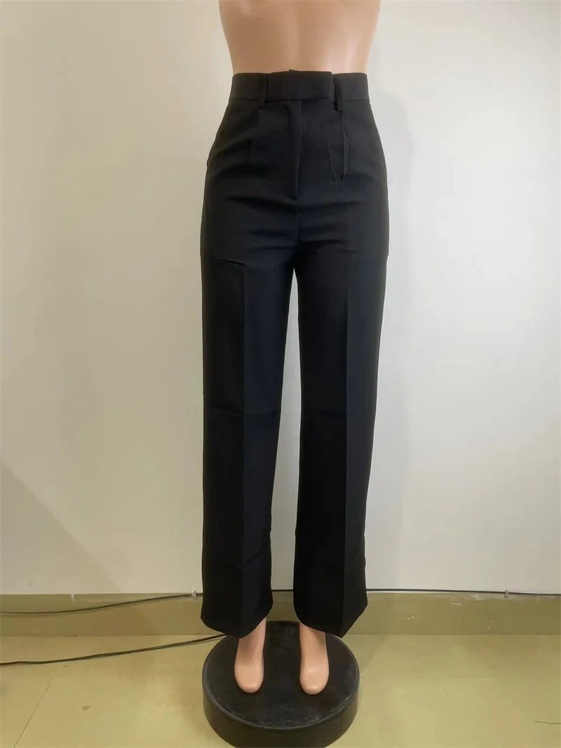 Women’s Elegant Wide-Leg High-Waist Pants – Loose Office Workwear Trousers