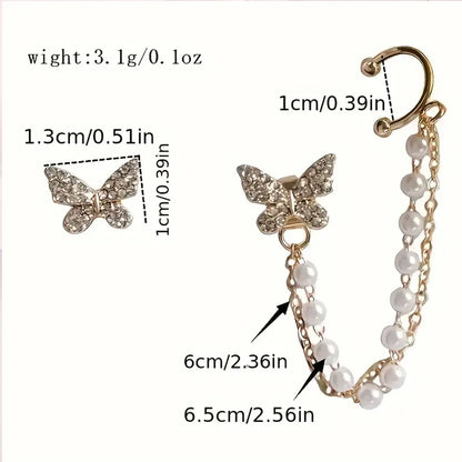 Women’s Crystal Inlaid Butterfly Chain Earrings
