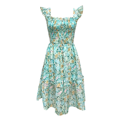 Women’s Yellow Off-Shoulder Tiered Dress – Summer Beach & Picnic Dress