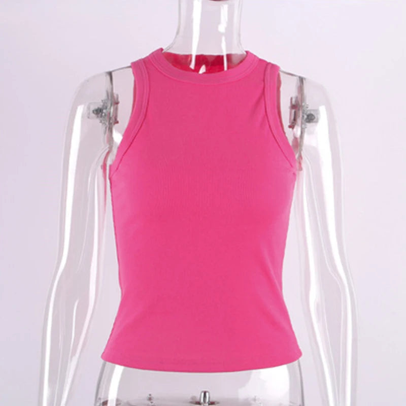 Tank Tops Women Yellow Casual Vest Sleeveless Camis Shoulder Women's Tank Top Ribbed Knitted Tops Summer Woman Shirts Tank Top