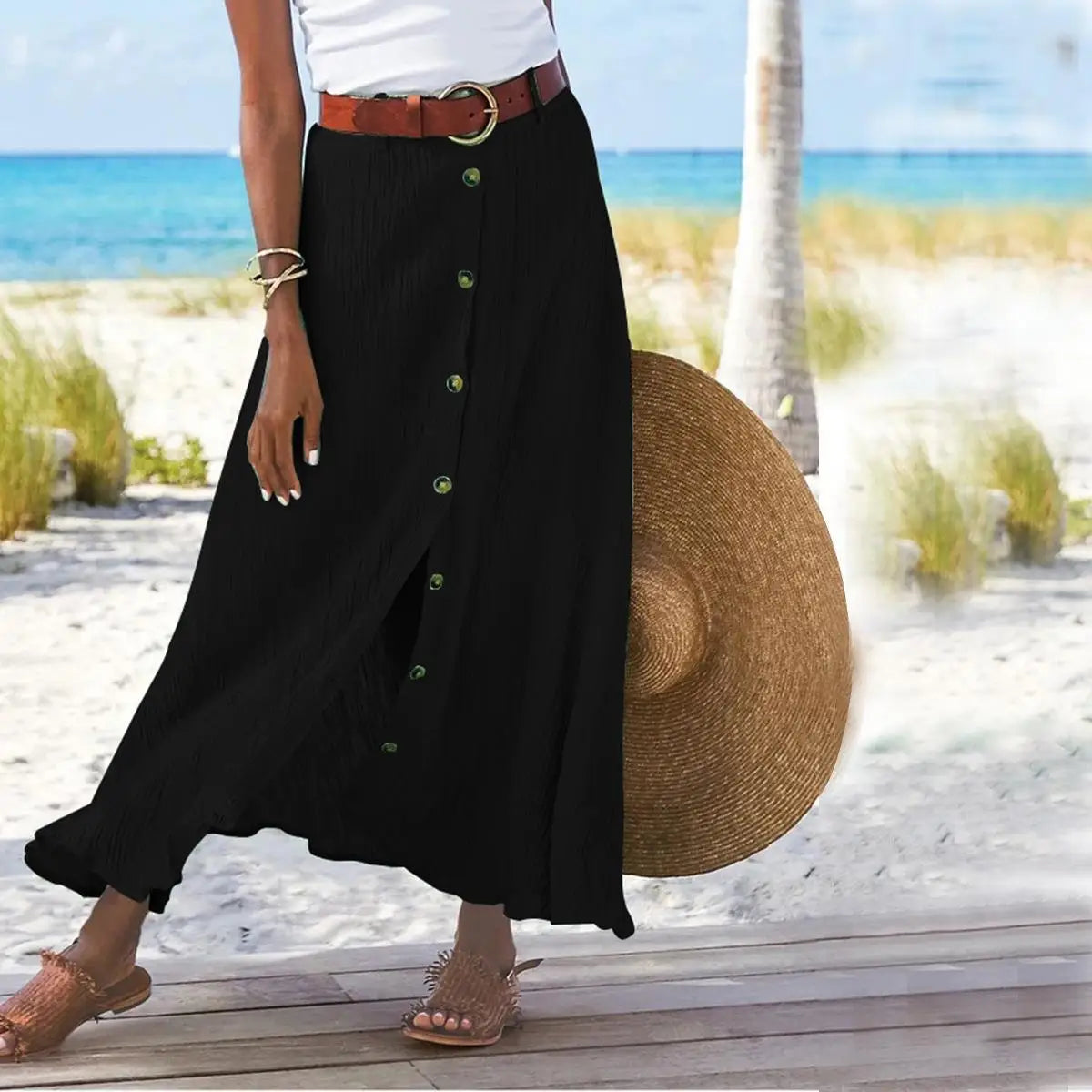 Women’s Cotton Linen A-Line Skirt