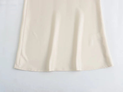 Women’s Satin High-Waist Midi Skirt