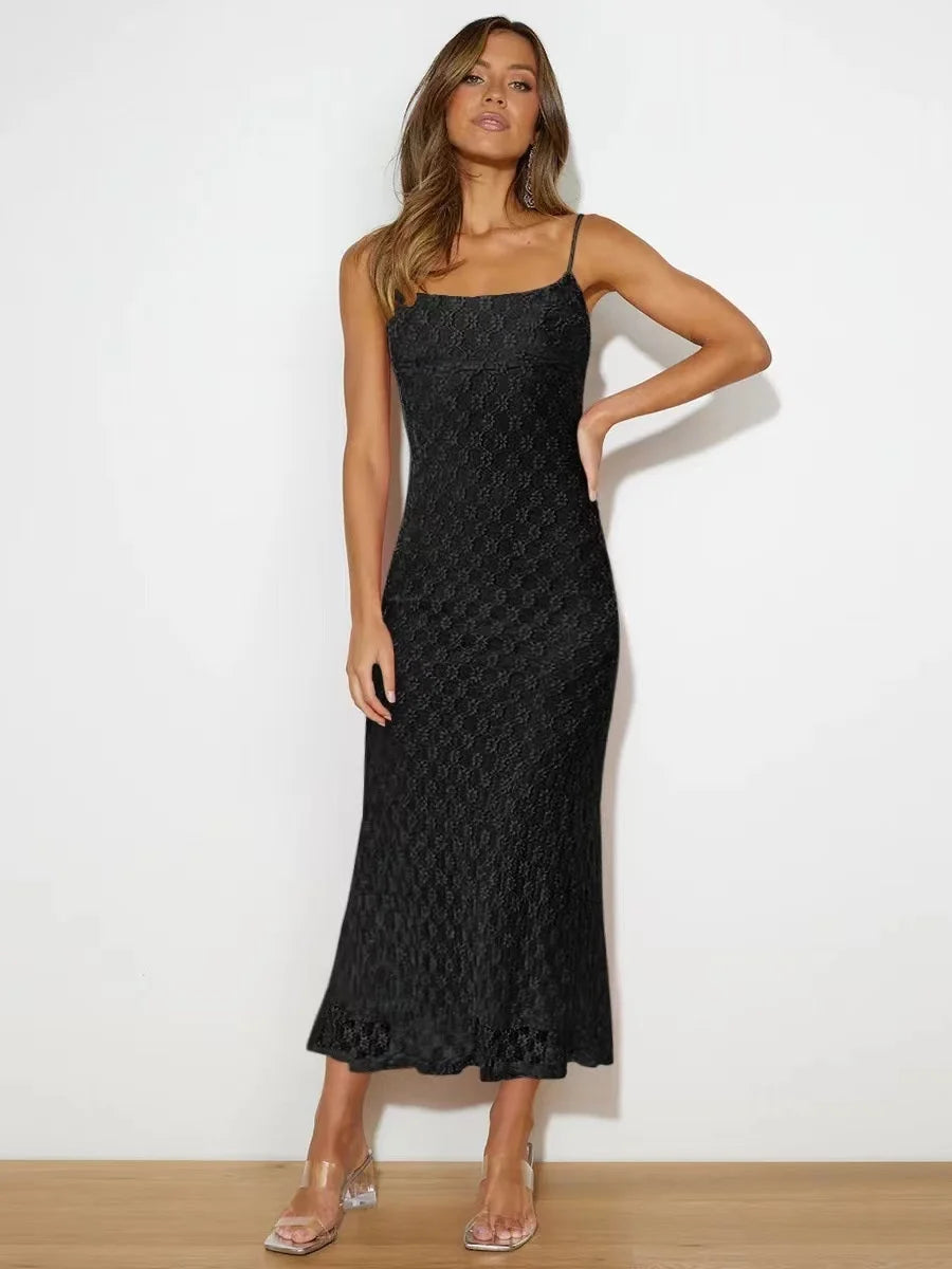 Women’s Solid Color Skinny Dress – Elegant Sexy Evening Gown