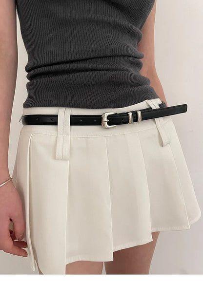Women’s Thin Black PU Belt
