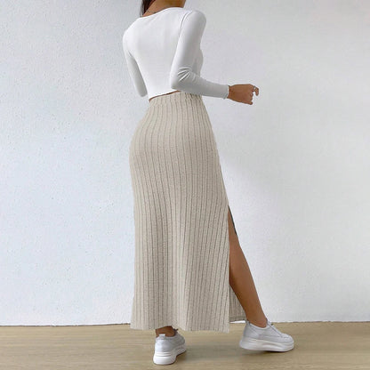 Women’s High-Waist Knitted Bodycon Midi Skirt