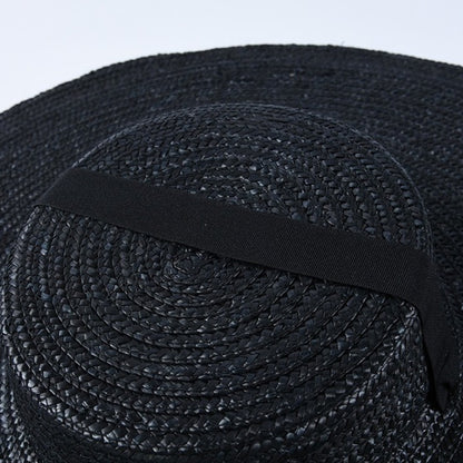 Women’s Black Wide Brim Straw Sun Hat