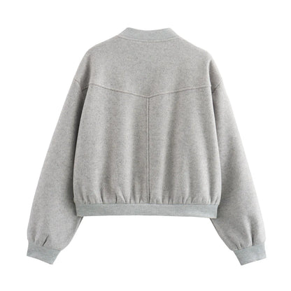 Women’s White Cropped Bomber Jacket – Autumn/Winter.