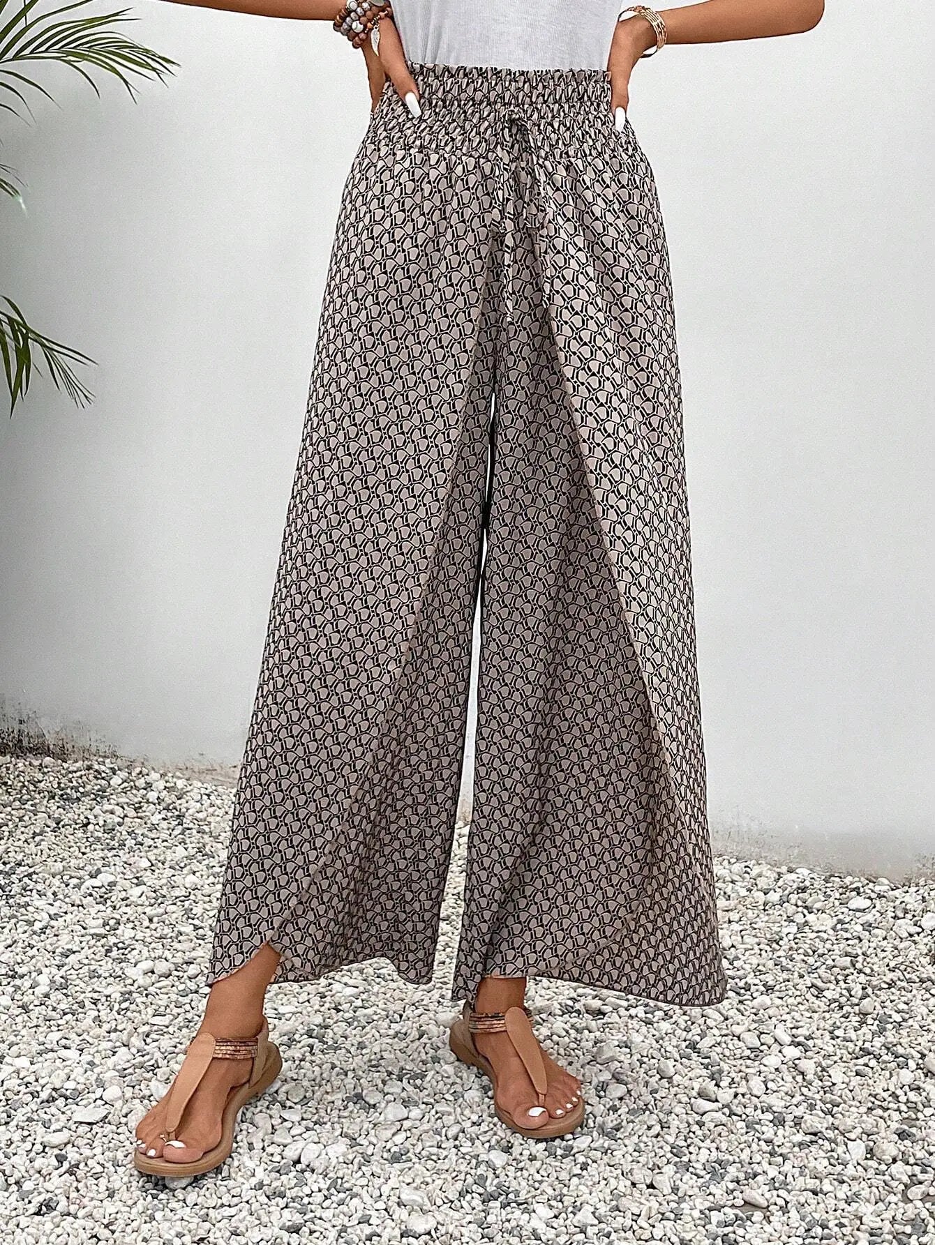 Women’s Summer Floral Wide-Leg Skirt Pants – Fashionable Trousers