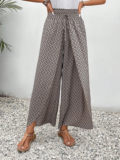 Women’s Summer Floral Wide-Leg Skirt Pants – Fashionable Trousers