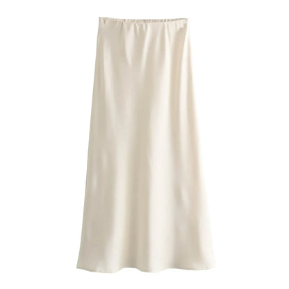 Women’s Satin High-Waist Midi Skirt