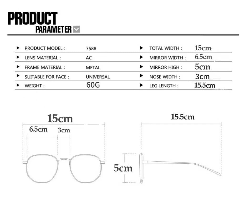 Unisex Designer Metal Sunglasses