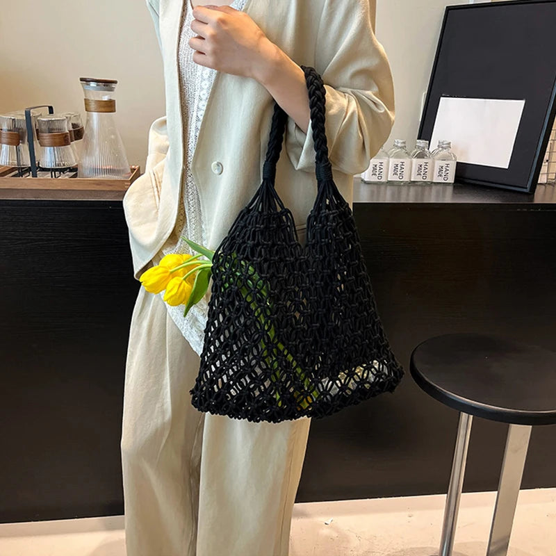 Women’s Hand-Woven Hollow Shoulder Tote