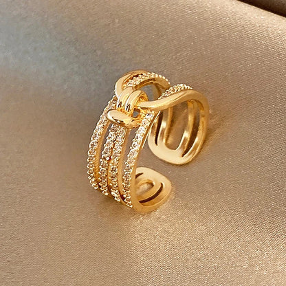 Women’s Geometric Zircon Gold Ring