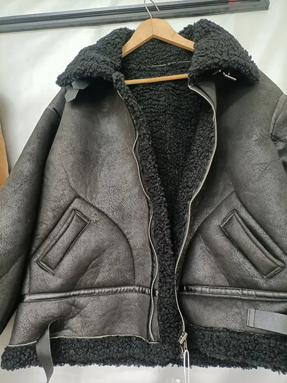 Women’s Faux Fur Shearling Winter Jacket.
