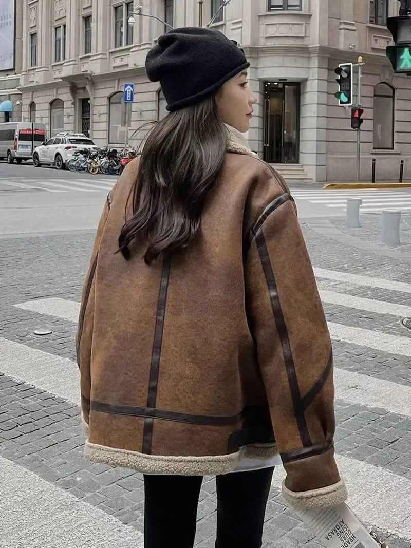 Women’s Faux Fur Shearling Winter Jacket.