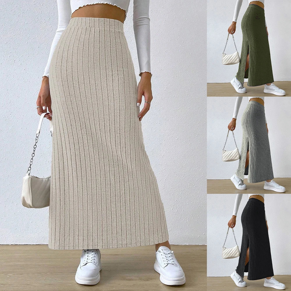Women’s High-Waist Knitted Bodycon Midi Skirt