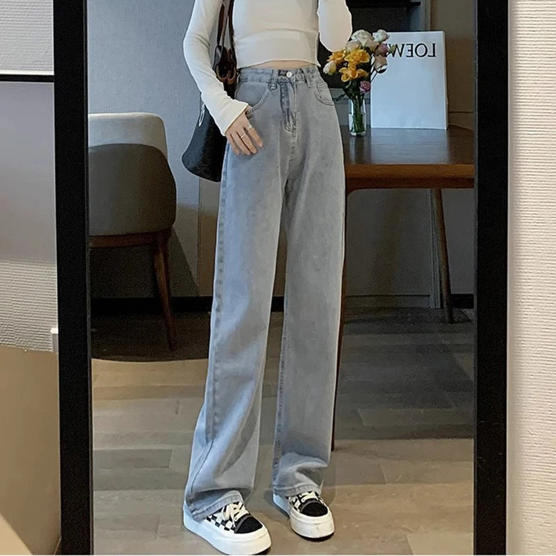Women’s Vintage Wide-Leg High-Waist Jeans – Denim Pants