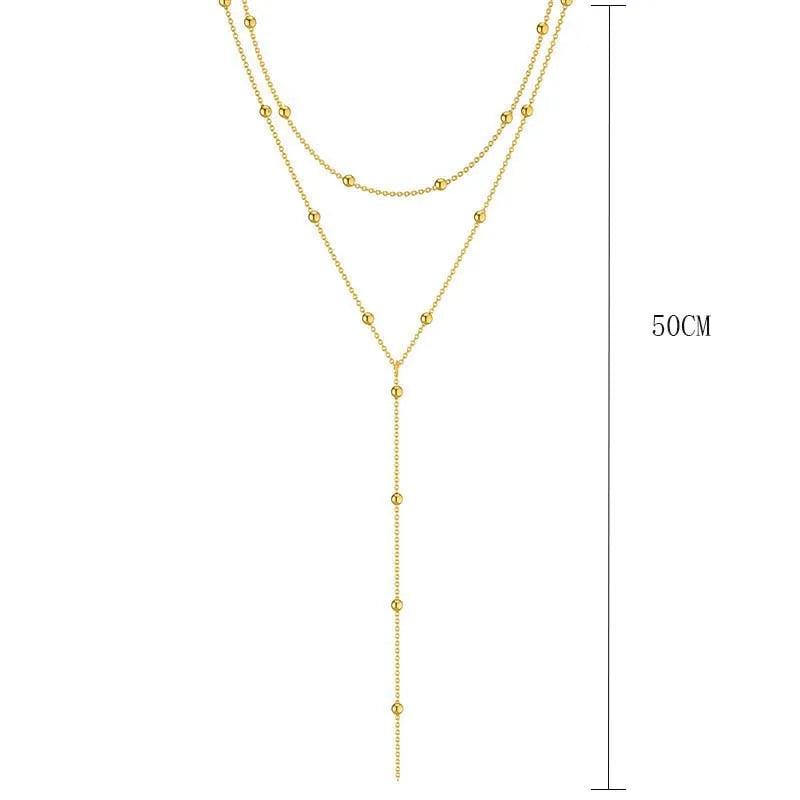 Women’s Gold Plated Layered Lariat Necklace