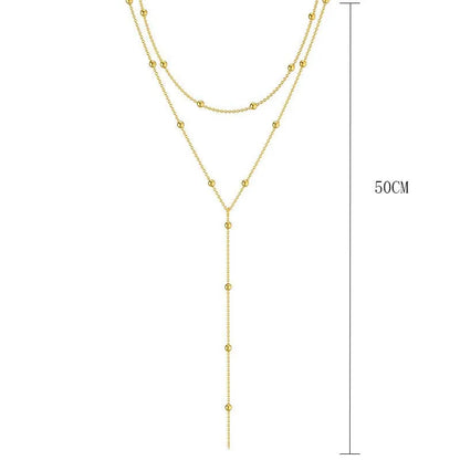 Women’s Gold Plated Layered Lariat Necklace