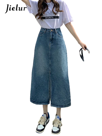 Women’s High-Waist Denim A-Line Skirt