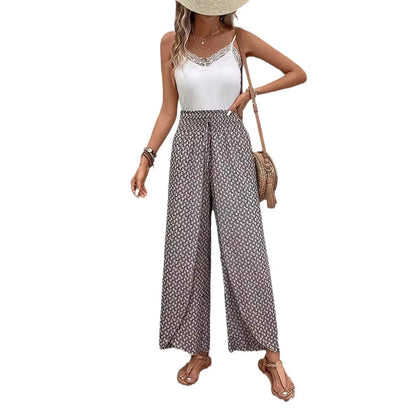 Women’s Summer Floral Wide-Leg Skirt Pants – Fashionable Trousers
