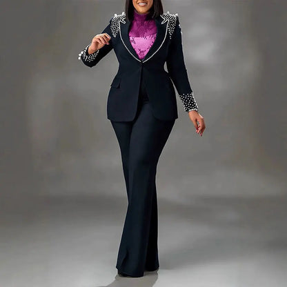 Women’s Two-Piece Pant Set – Y2K Blazer & High-Waist Slim Pants