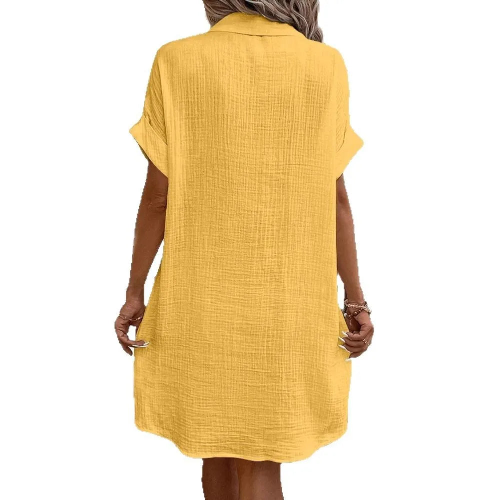 Women’s Casual Buckle Skirt – Medium-Length Summer Dress