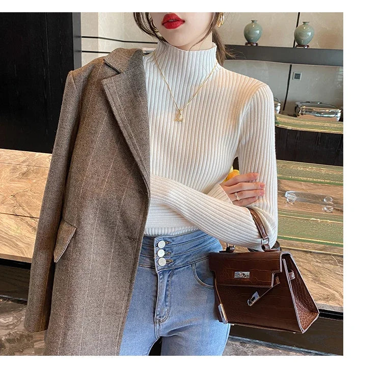Sweater Women Autumn Winter Long Sleeve Knitted Women Sweater Pullover Slim Knit Sweater Women Tops Blusas Mujer De Moda J996