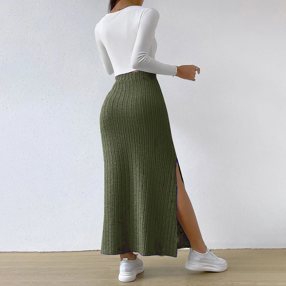 Women’s High-Waist Knitted Bodycon Midi Skirt